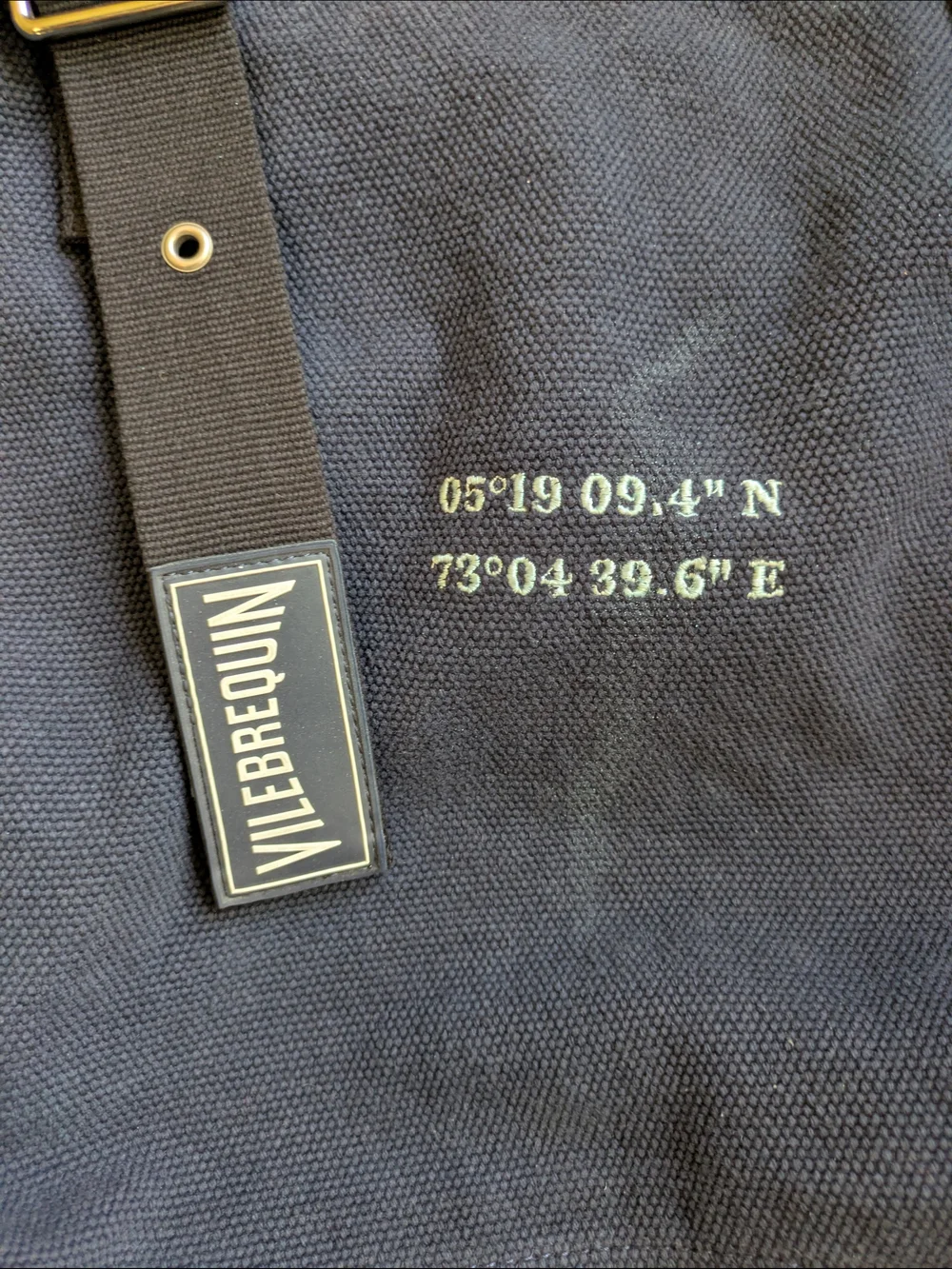 Vilebrequin Navy Canvas Tote Bag with Coordinates